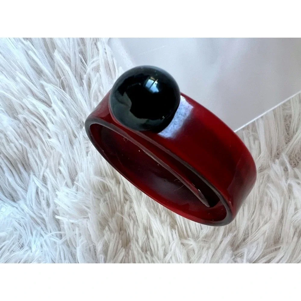 Vintage Lucite Bracelet Cherry Red Petite Small Wrist Mod Artwear Mid‎ Century